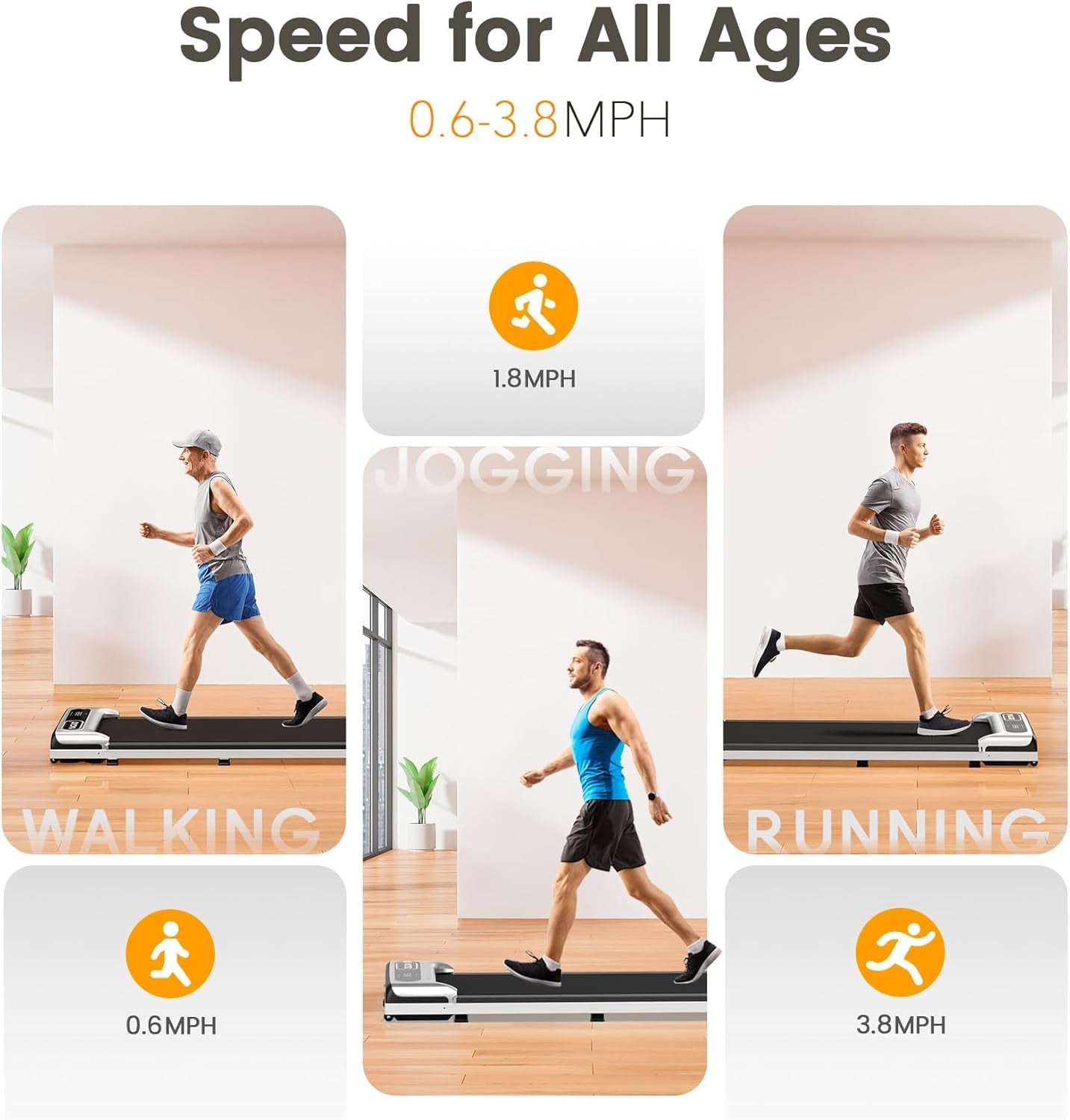 Walking Pad, under Desk Treadmill for Home and Office, 2.5 HP Portable Walking Jogging Running Machine with Remote Control and LED Display