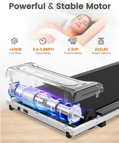 Walking Pad, under Desk Treadmill for Home and Office, 2.5 HP Portable Walking Jogging Running Machine with Remote Control and LED Display