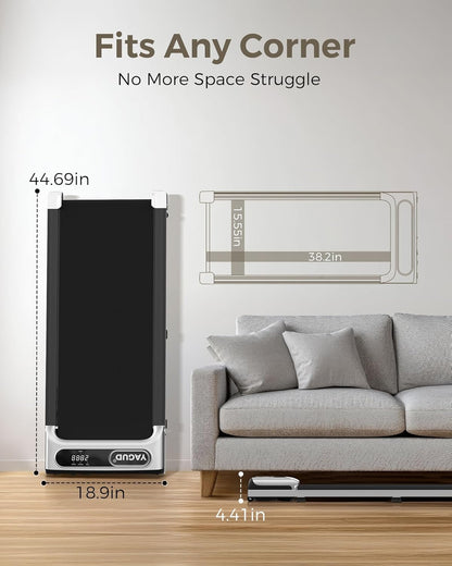 Walking Pad, under Desk Treadmill for Home and Office, 2.5 HP Portable Walking Jogging Running Machine with Remote Control and LED Display